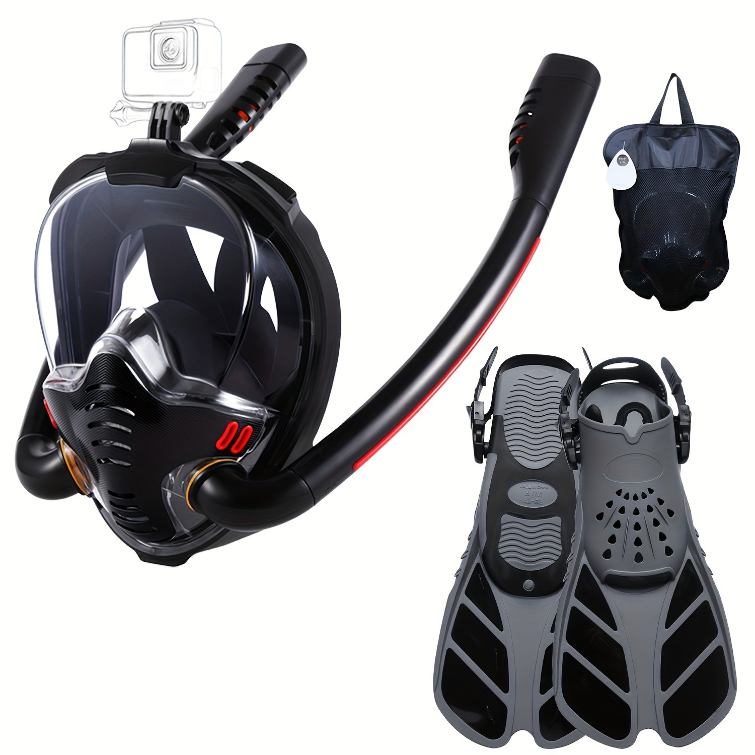 NNETM Full Face Snorkel Mask Set with Flippers