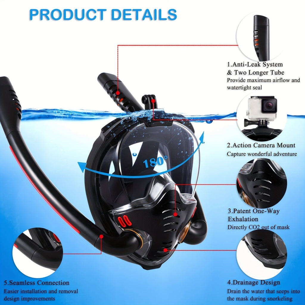 NNETM Full Face Snorkel Mask Set with Flippers