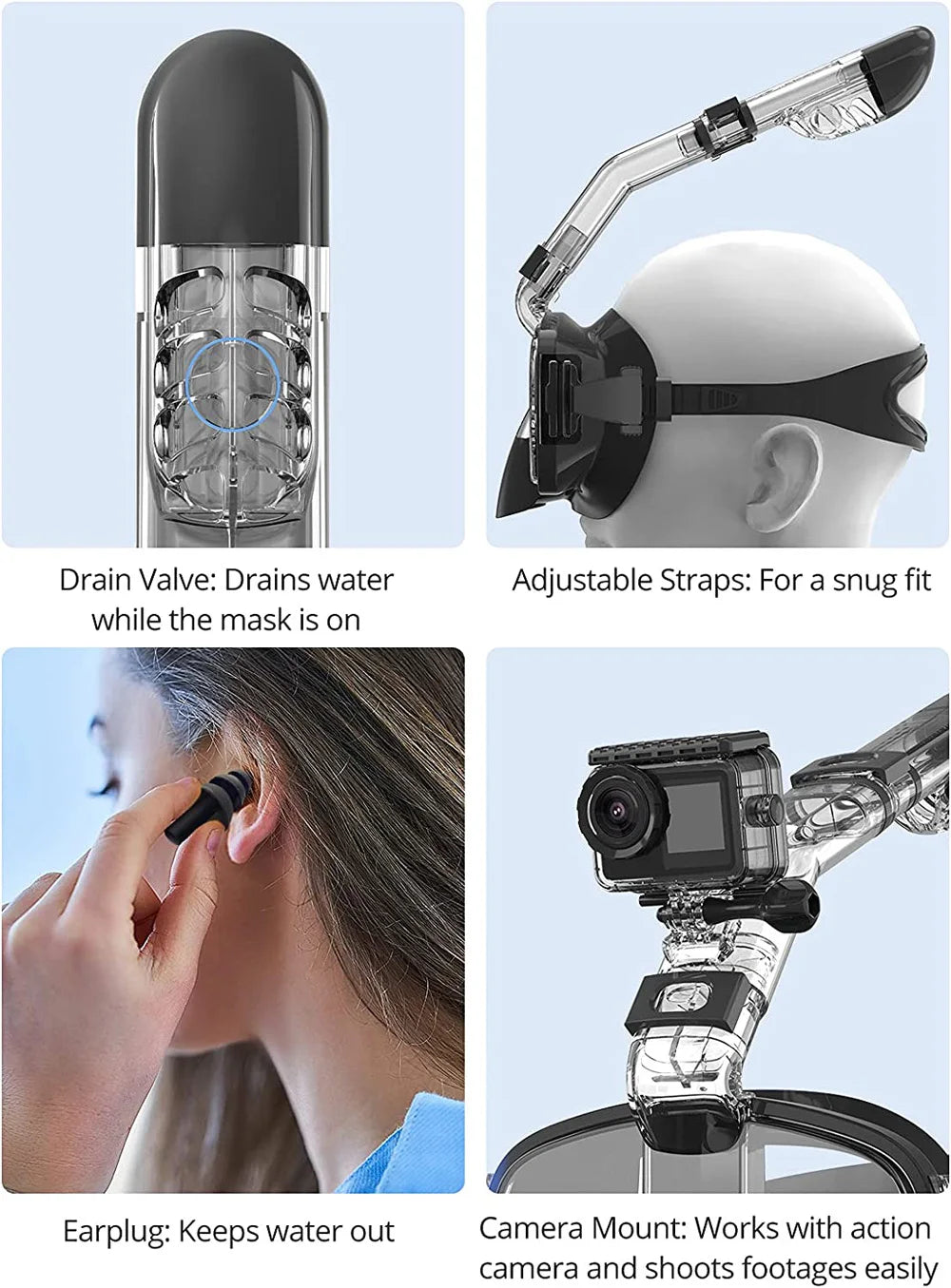 Snorkel Mask Set with Full Dry Top System